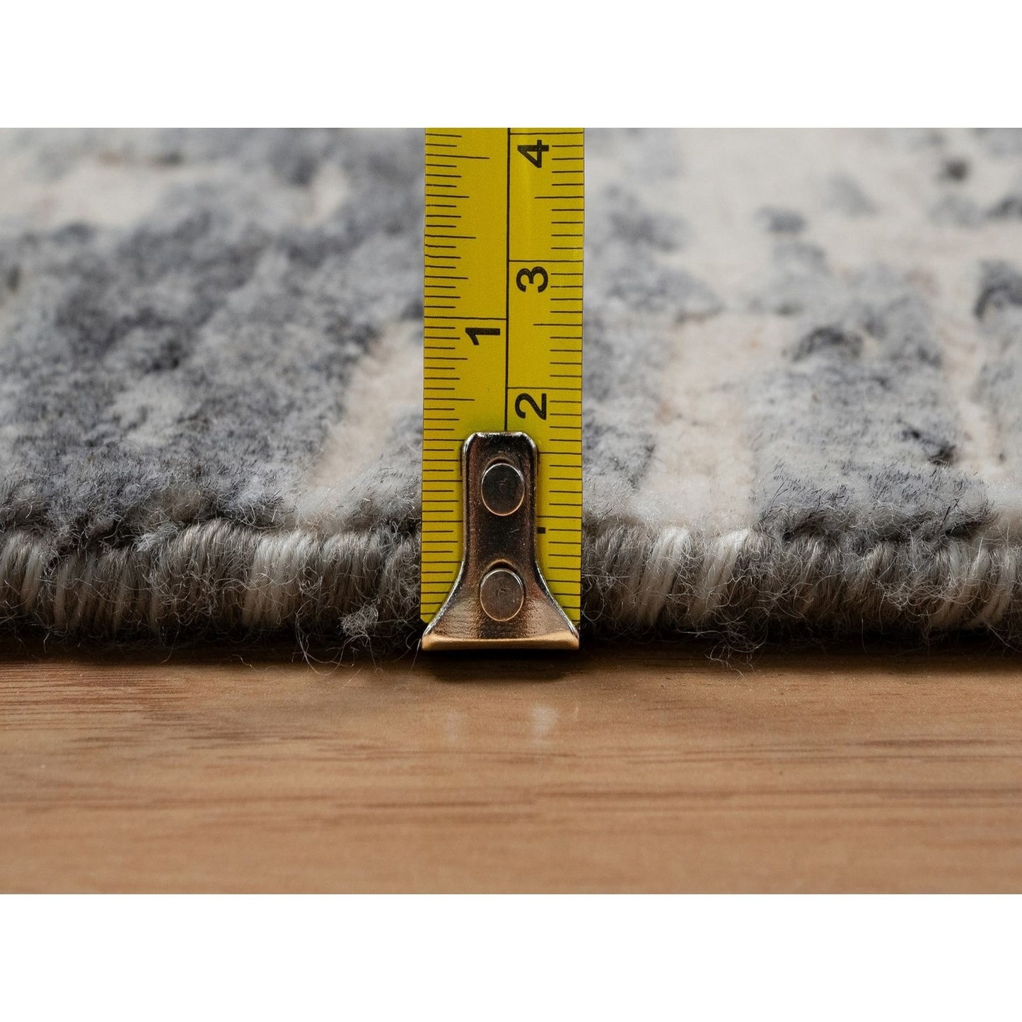 8'X10'1" Ivory Hand Knotted Abstract Modern Design Natural Undyed Wool Rug