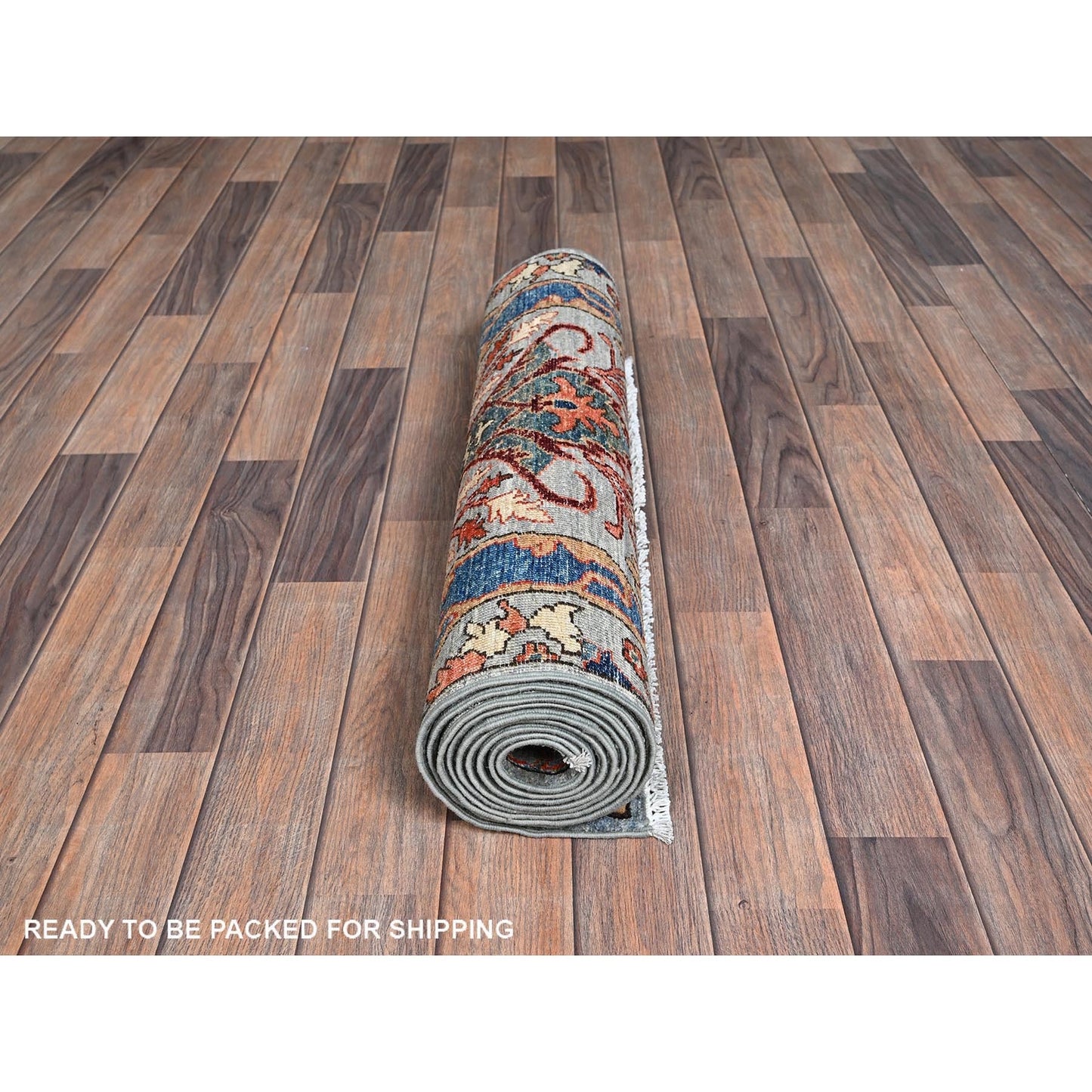 2'9"X10' Mist Gray Bijar Garus Design Soft Wool Hand Knotted Runner Rug