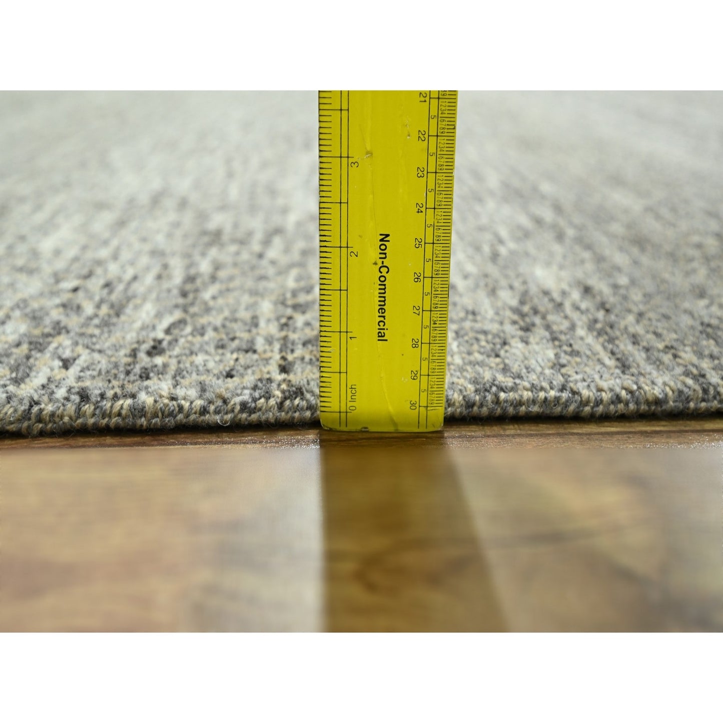 8'X10' Stone Gray Modern Grass Design Wool And Silk Hand Knotted Rug