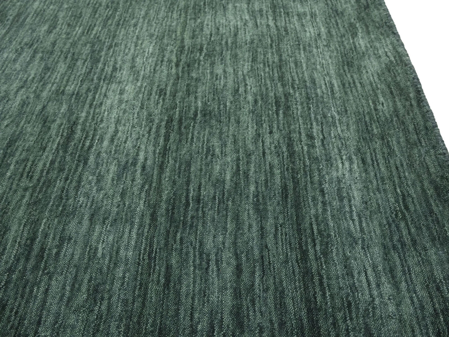 Solid Dark Green Hand-Loomed 9X12 Gabbeh Wool Rug