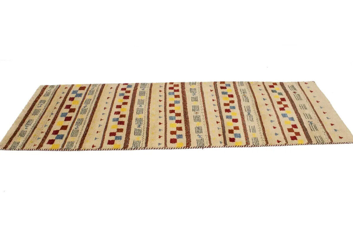 Handmade Stripes Tribal Indo-Gabbeh Runner Rug