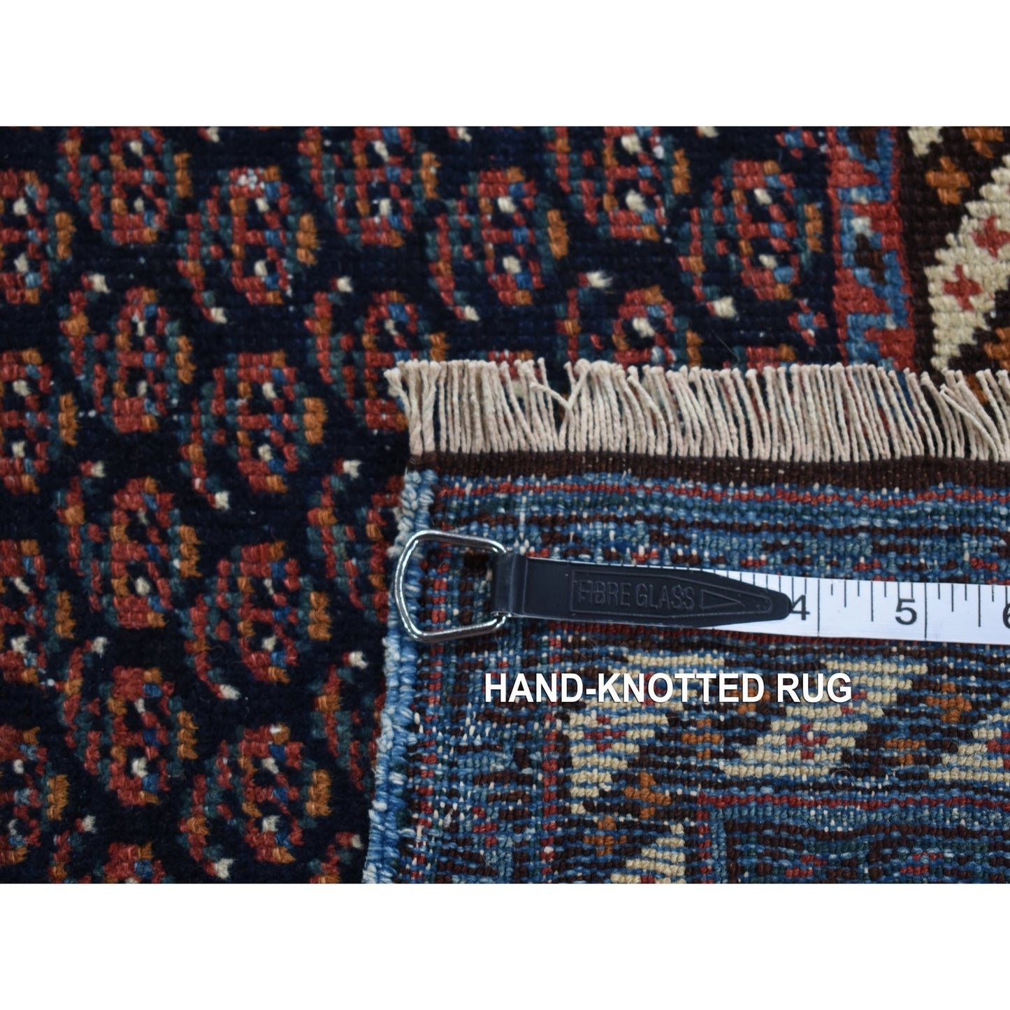 4'4"X6'10" Blue Antique Zoroastrian Hand Knotted Pure Wool Soft Clean Rug