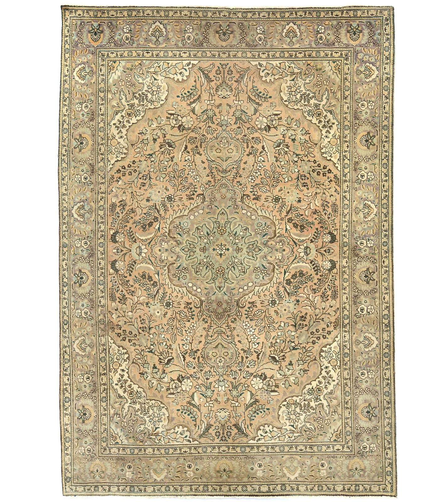 Distressed Vintage Medallion Floral Oriental Rug