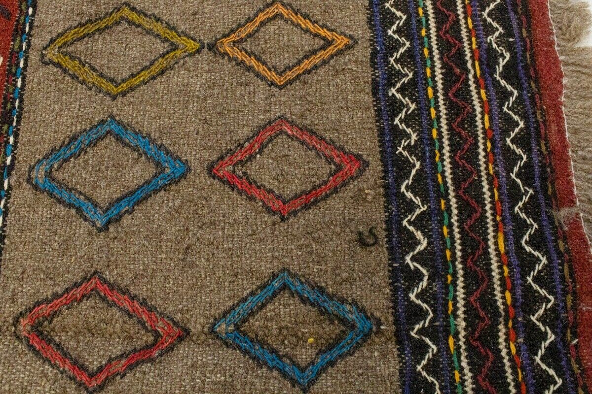 Tribal Sumak Herati Flat-Weave Oriental Rug Khaki