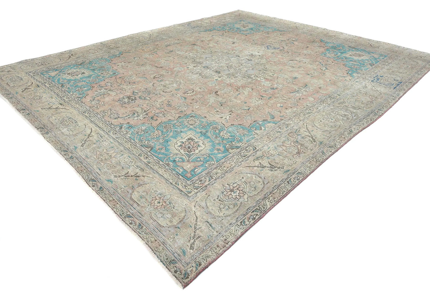 Distressed Semi-Antique Oriental Wool Rug 9X12 Ft