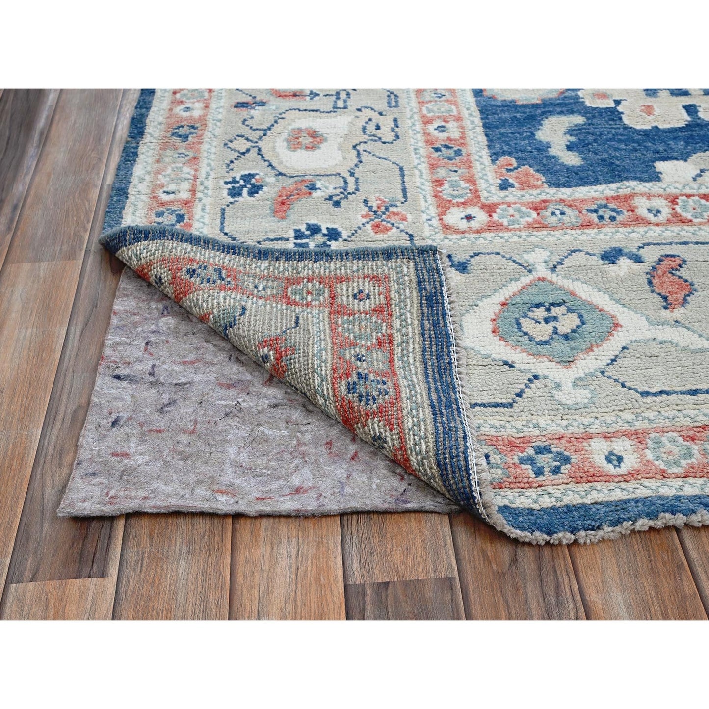 9'2"X12'1" Navy Blue Afghan Oushak Supple Collection Wool Hand Knotted Rug