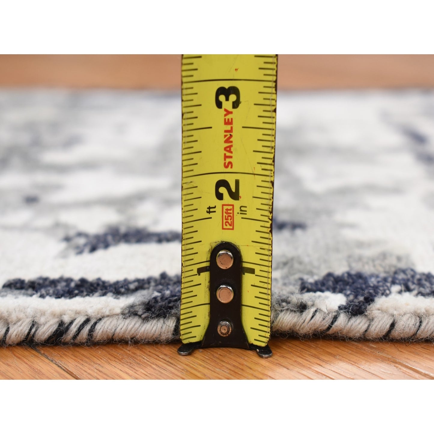 2'1"X3' Gray Modern Abstract Design Hand Knotted Wool And Silk Sample Rug
