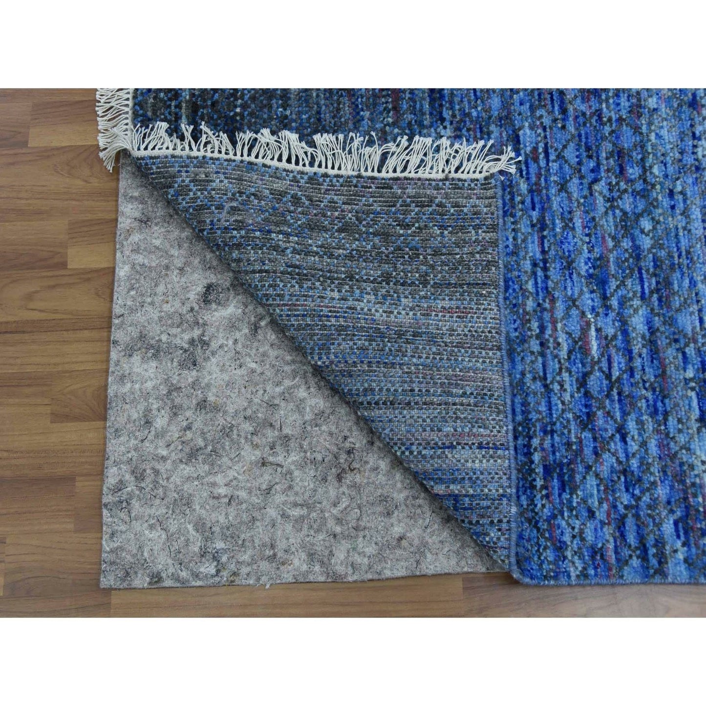 10'X14' Blue Modern Chiaroscuro Collection Pure Wool Hand Knotted Rug