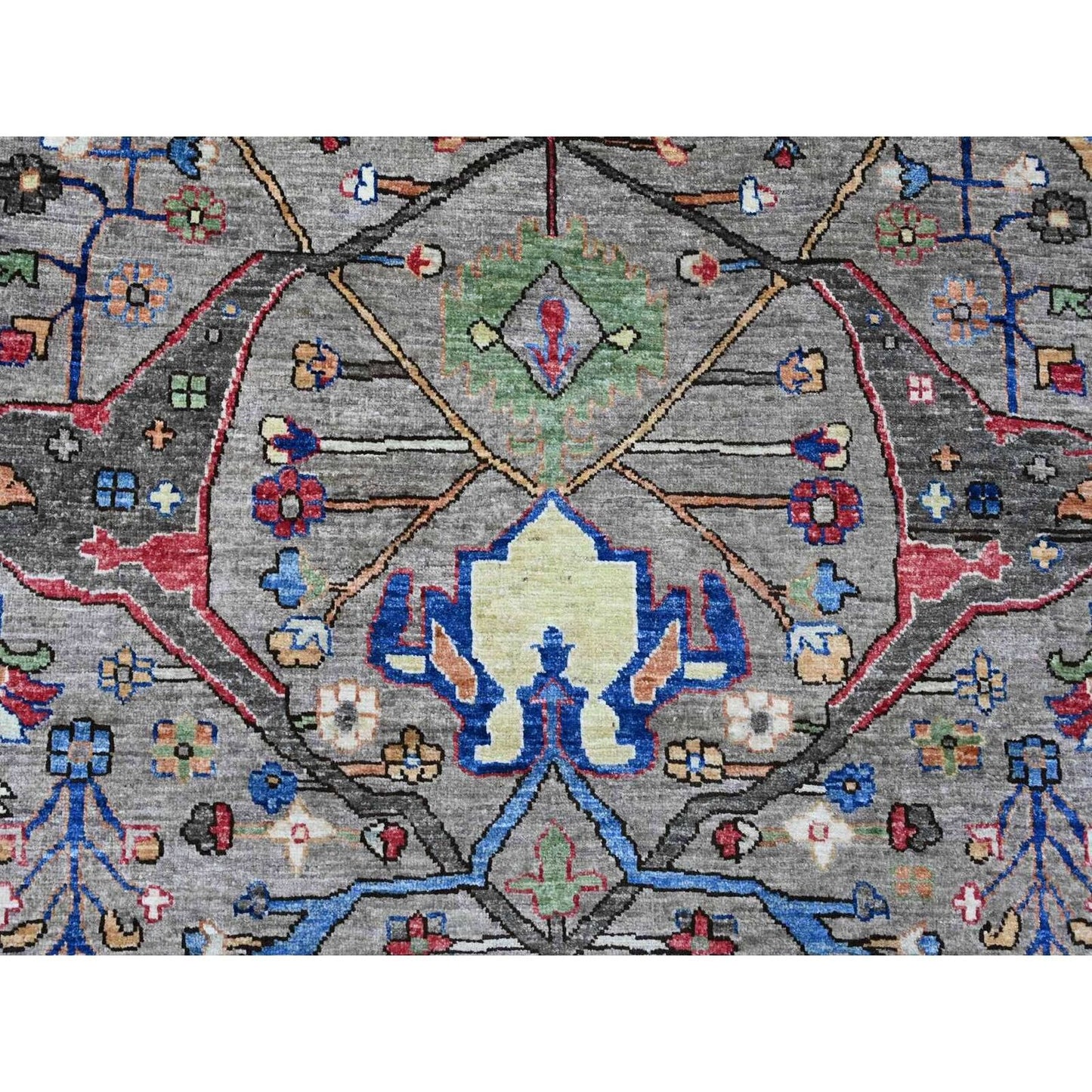 8'9"X12' Nevada Gray Peshawar Bijar Garus Design Hand Knotted Wool Rug