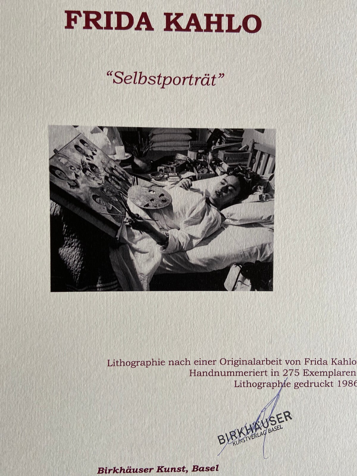 Frida Kahlo Lithograph 275 Ex Coa Original