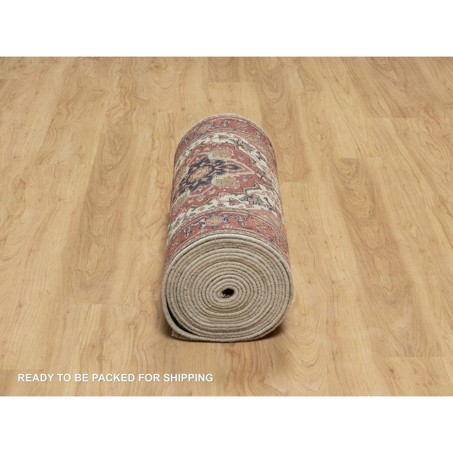 2'8"X28'1" Eggnog White Wool Heris Re-Creation Hand Knotted Xl Runner Rug