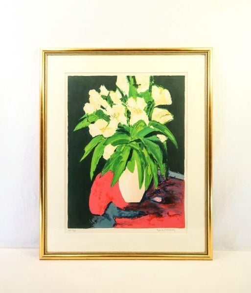Jean Claude Alenbach (France) Signed Original Lithograph Framed Bouquet Lilies