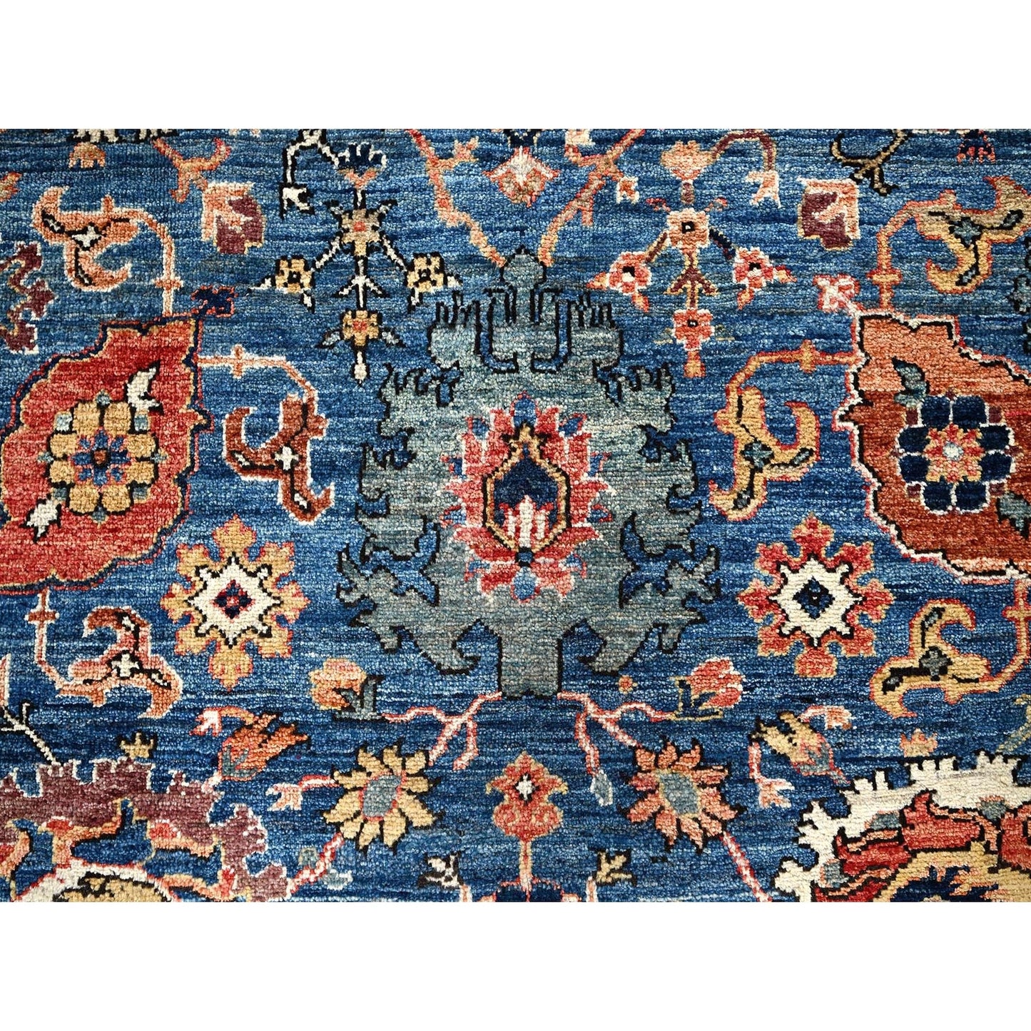 6'2"X9' Blue Aryana Grade All Over Design Pure Wool Hand Knotted Rug