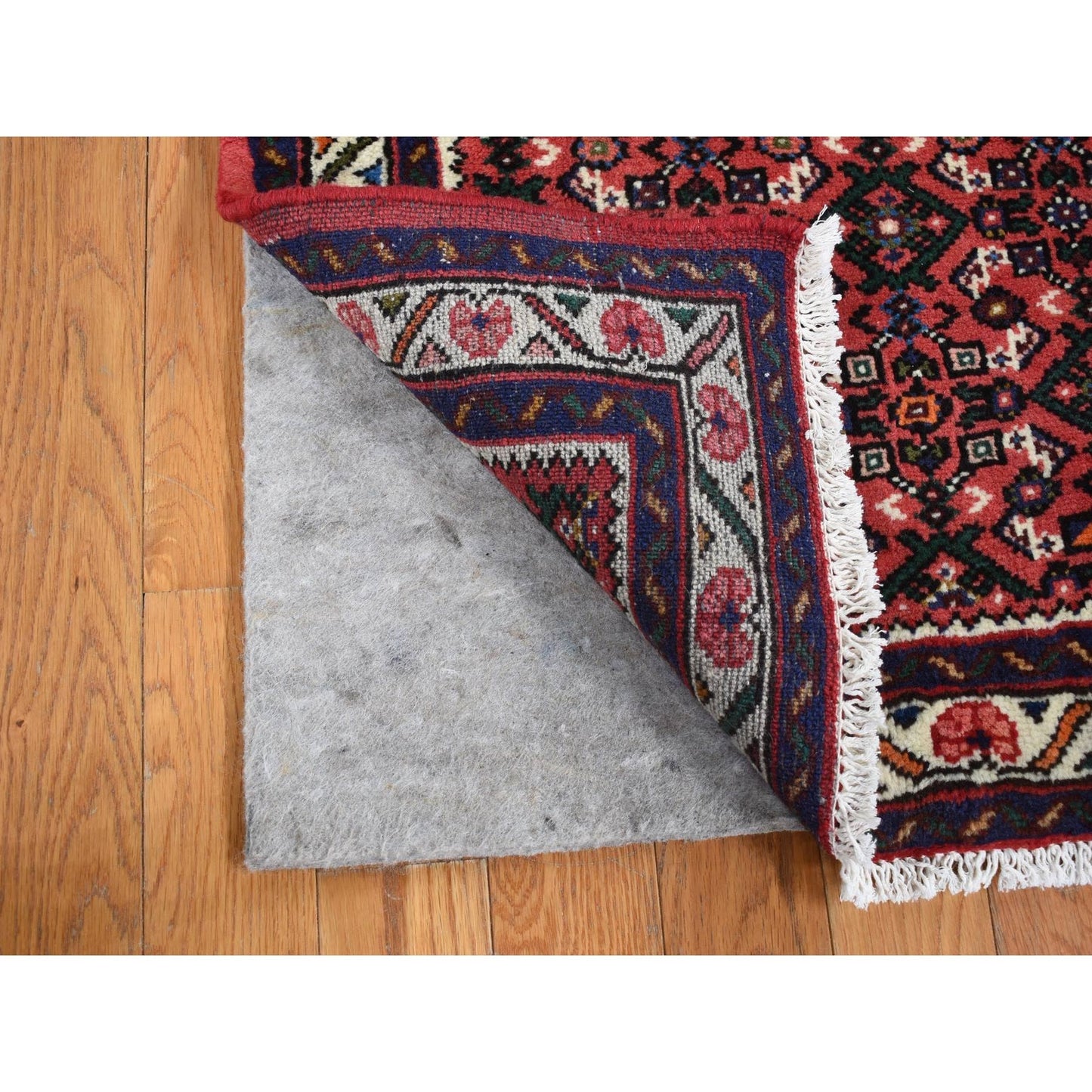 2'6"X10' Red New Zoroastrian Khamadan Design Wool Hand Knotted Runner Rug