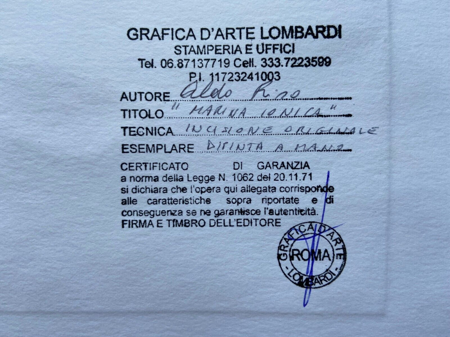 Aldo Riso ''Marina Ionica''