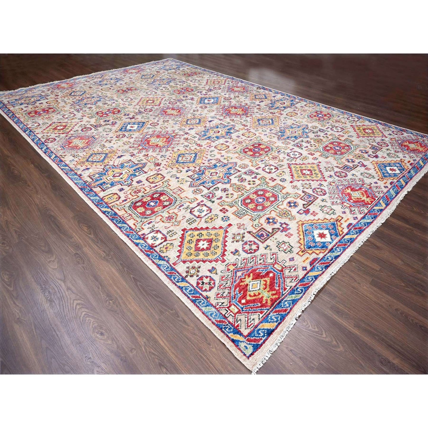 12'X17'9" Camel Geometric Design Wool Hand Knotted Oversize Oriental Rug