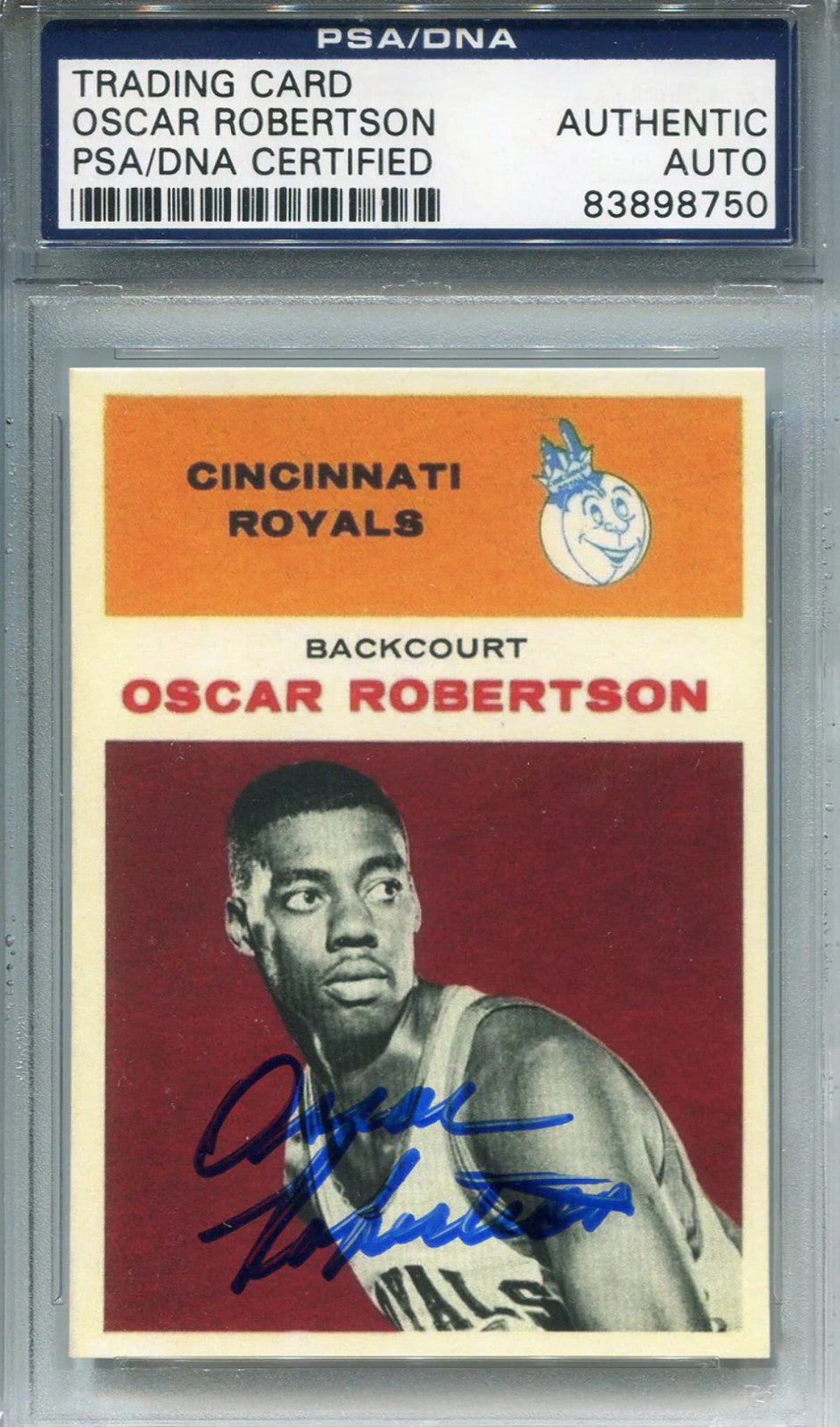 Oscar Robertson Autographed Trading Rookie Reprint Card (Psa)