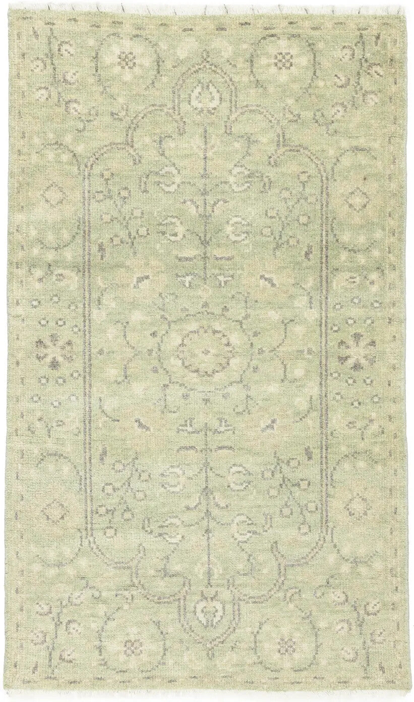 Handmade Small Distressed Floral Rug Muted