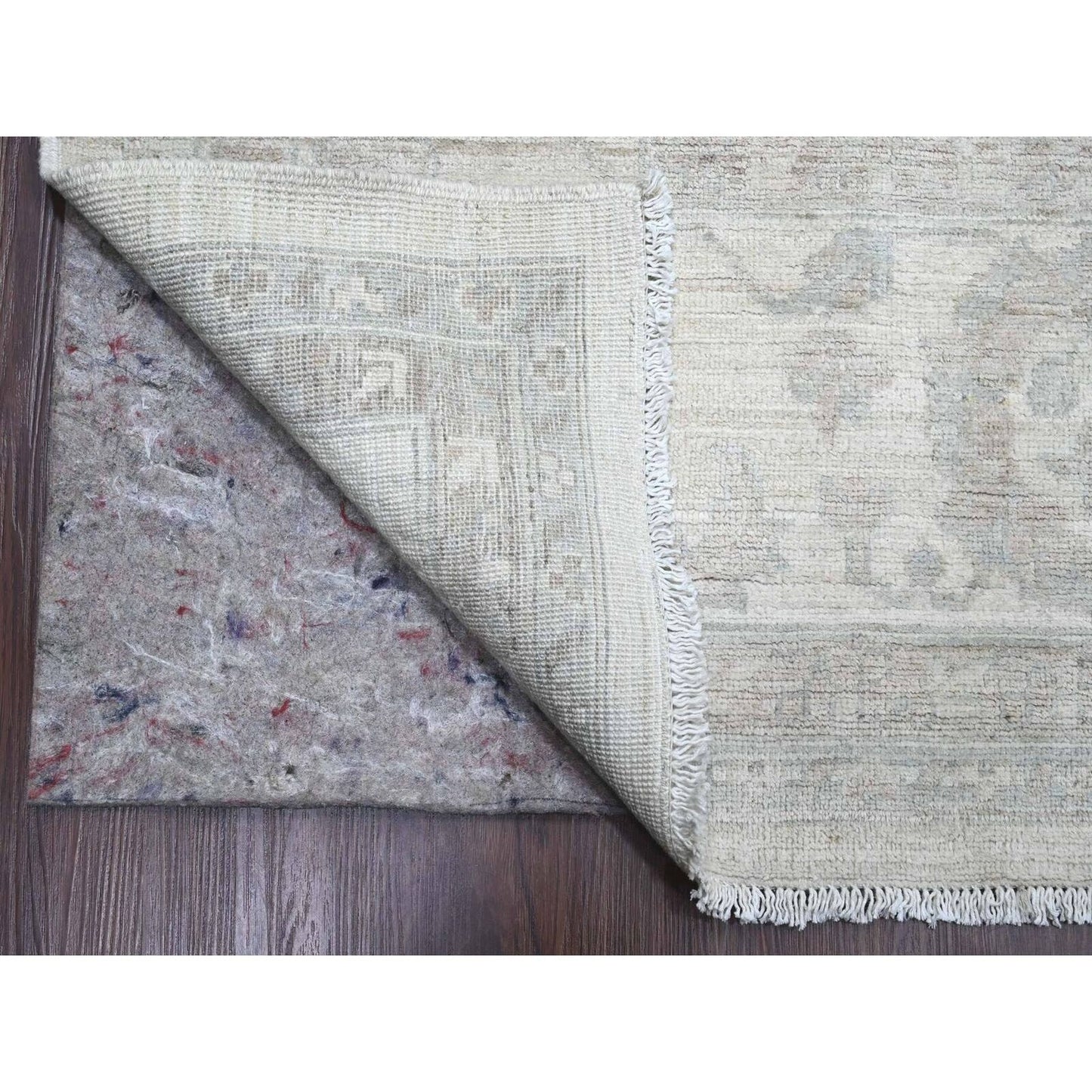 10'X13'8" Cotton White Washed Out Peshawar 100% Wool Hand Knotted Rug