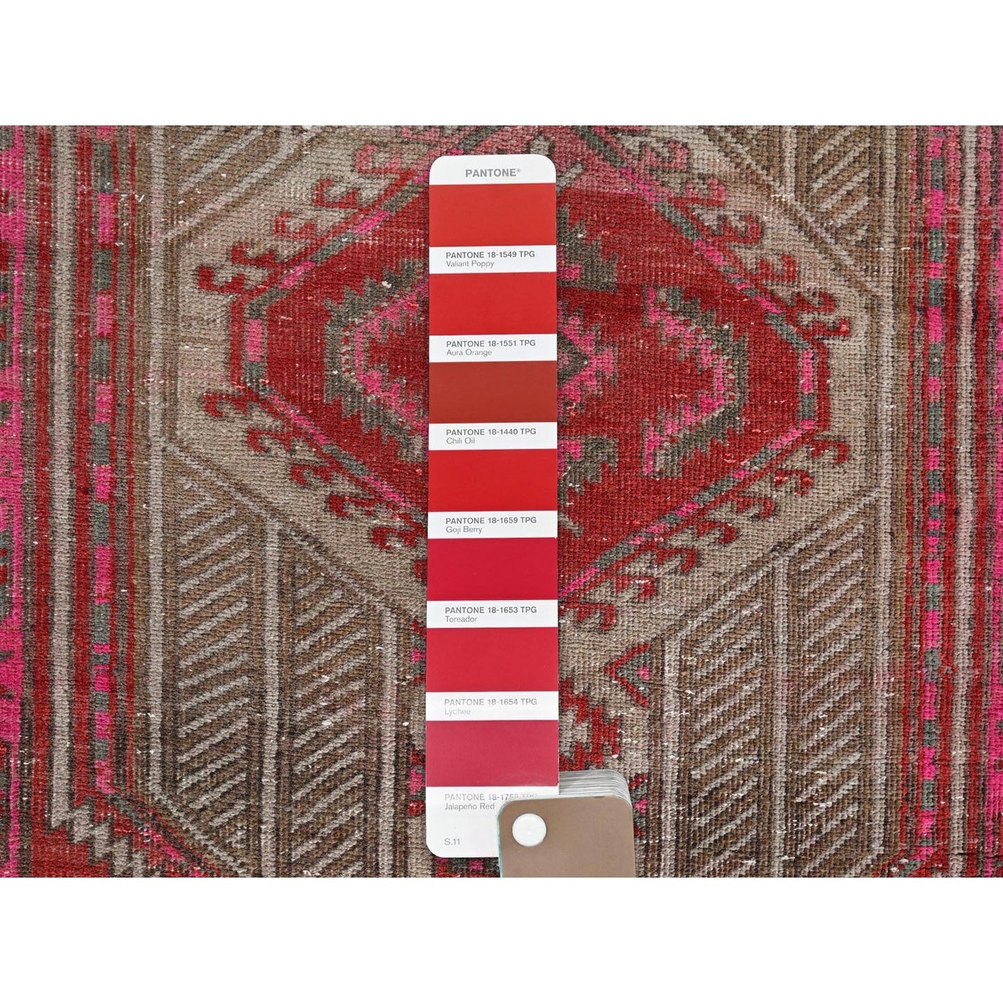 2'5"X11'10" Red Overdyed Vintage Zoroastrian Hand Knotted Wool Runner Rug