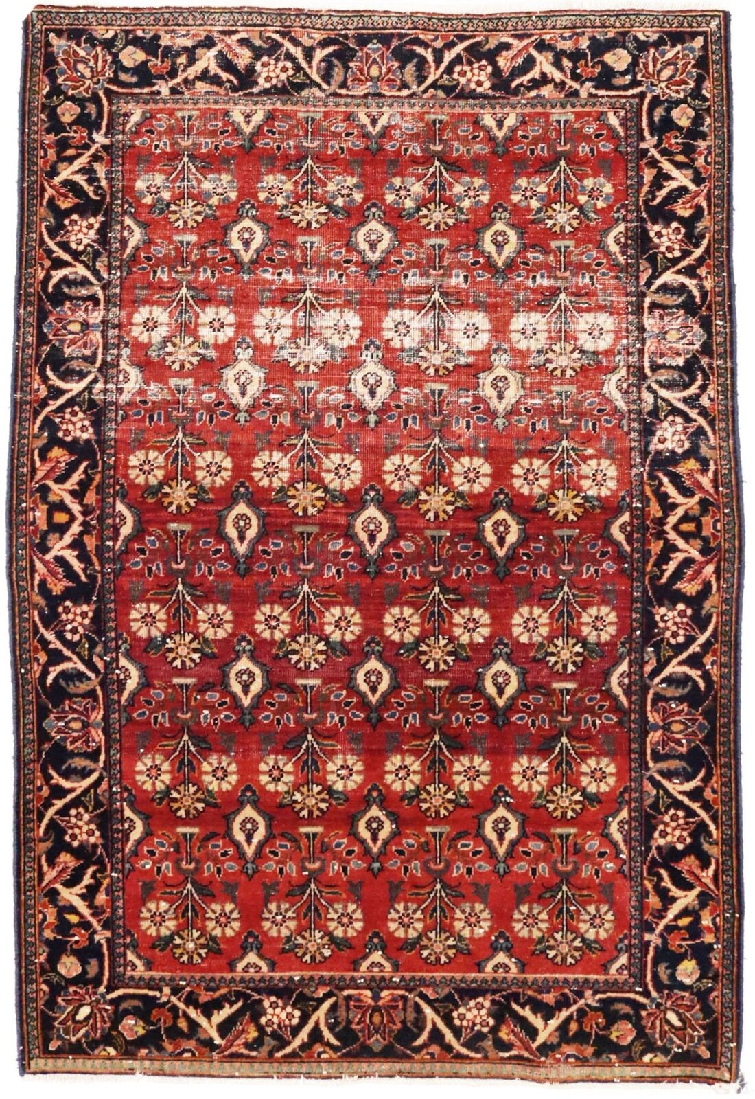 Semi-Antique Handmade Oriental Rug Red Carpet