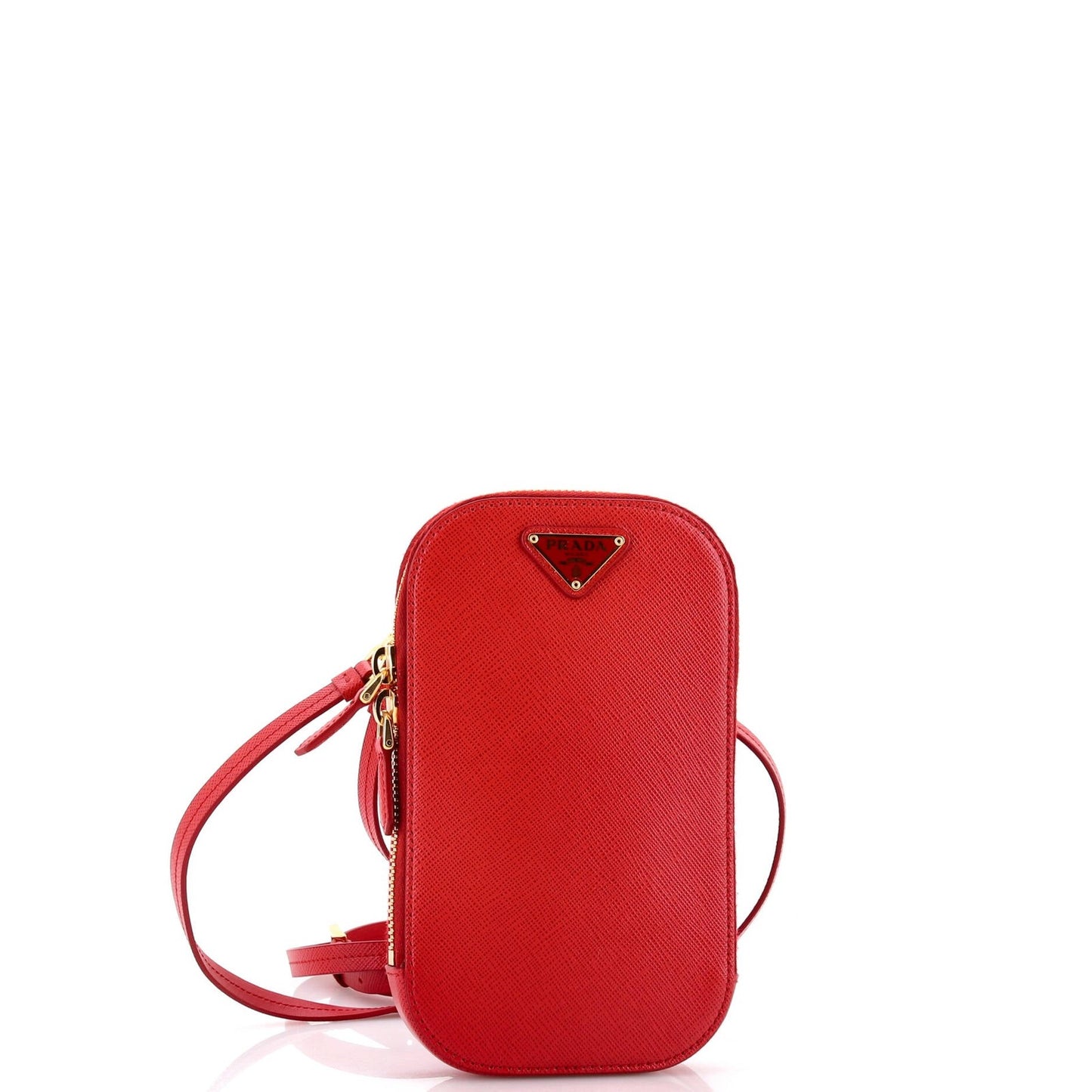 Prada Zip Phone Holder Crossbody Bag Saffiano Leather