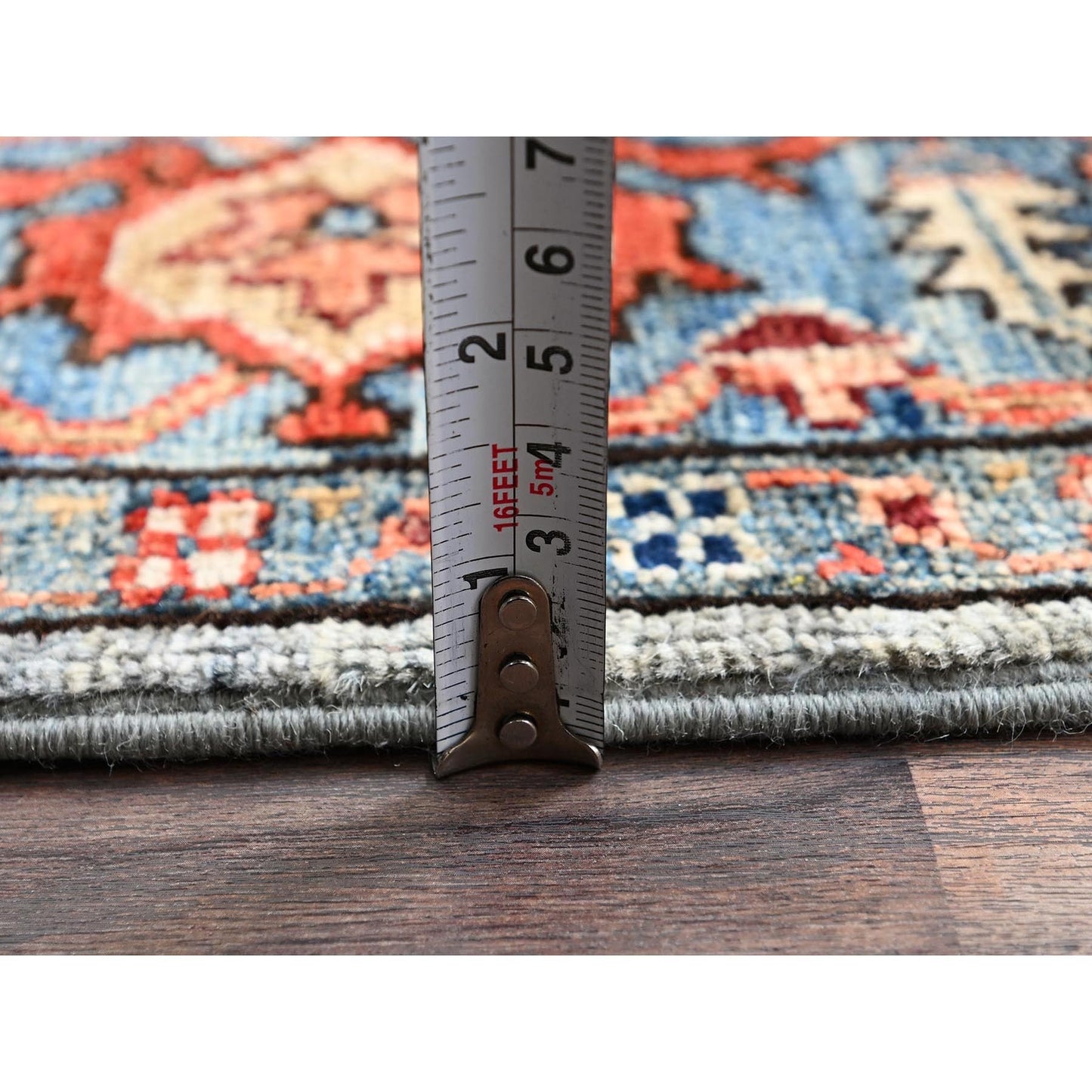 4'1"X11'9" Agate Gray Heris All Over Design Hand Knotted Wool Runner Rug