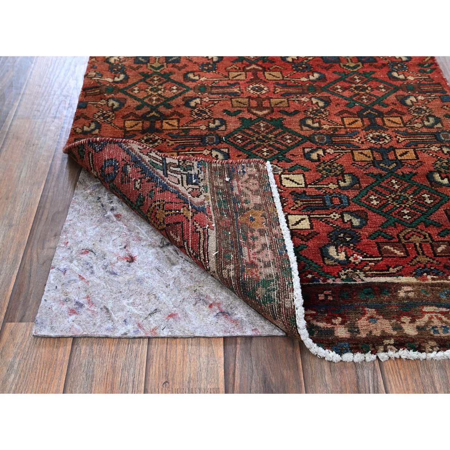 2'5"X9'4" Red Vintage Zoroastrian Khamadan Hand Knotted All Wool Runner Rug