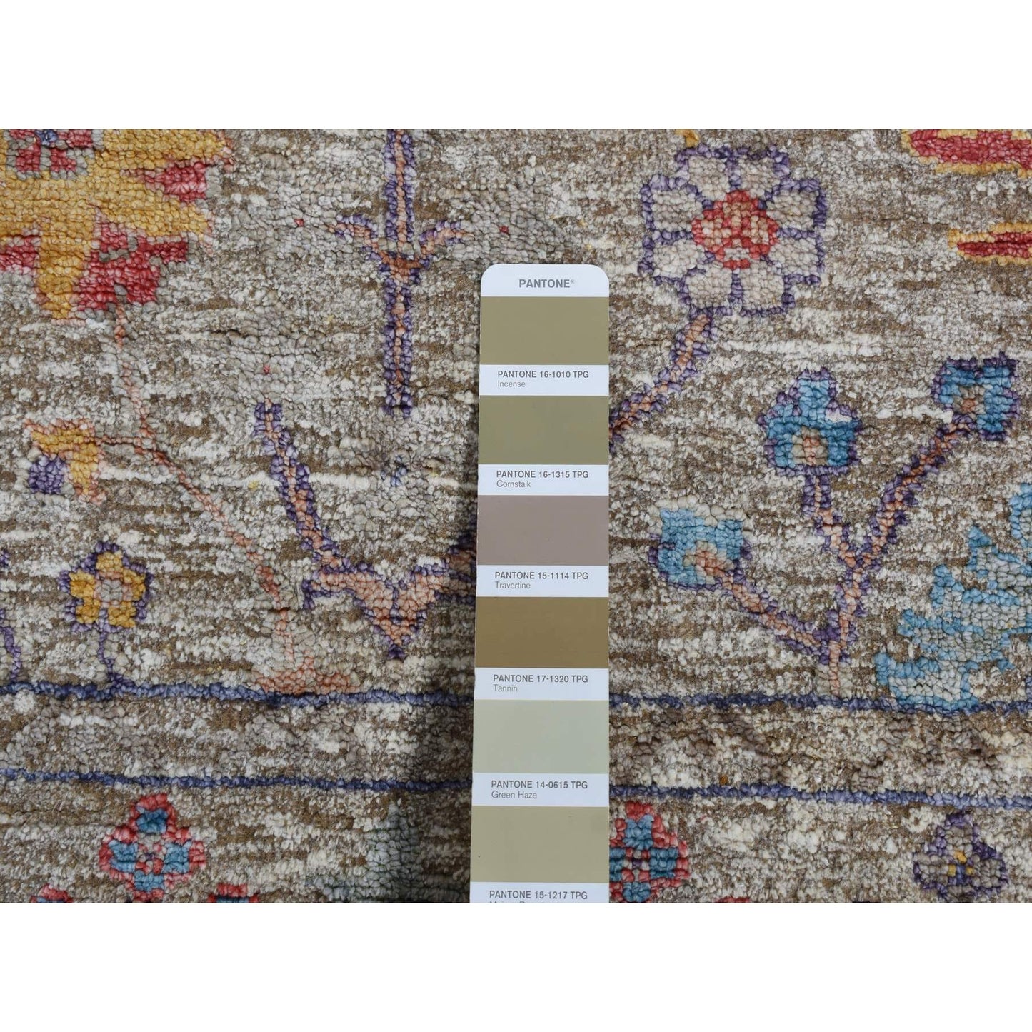 3'1"X12' Brown Silk With Wool Vase Design Hand Knotted Runner Rug