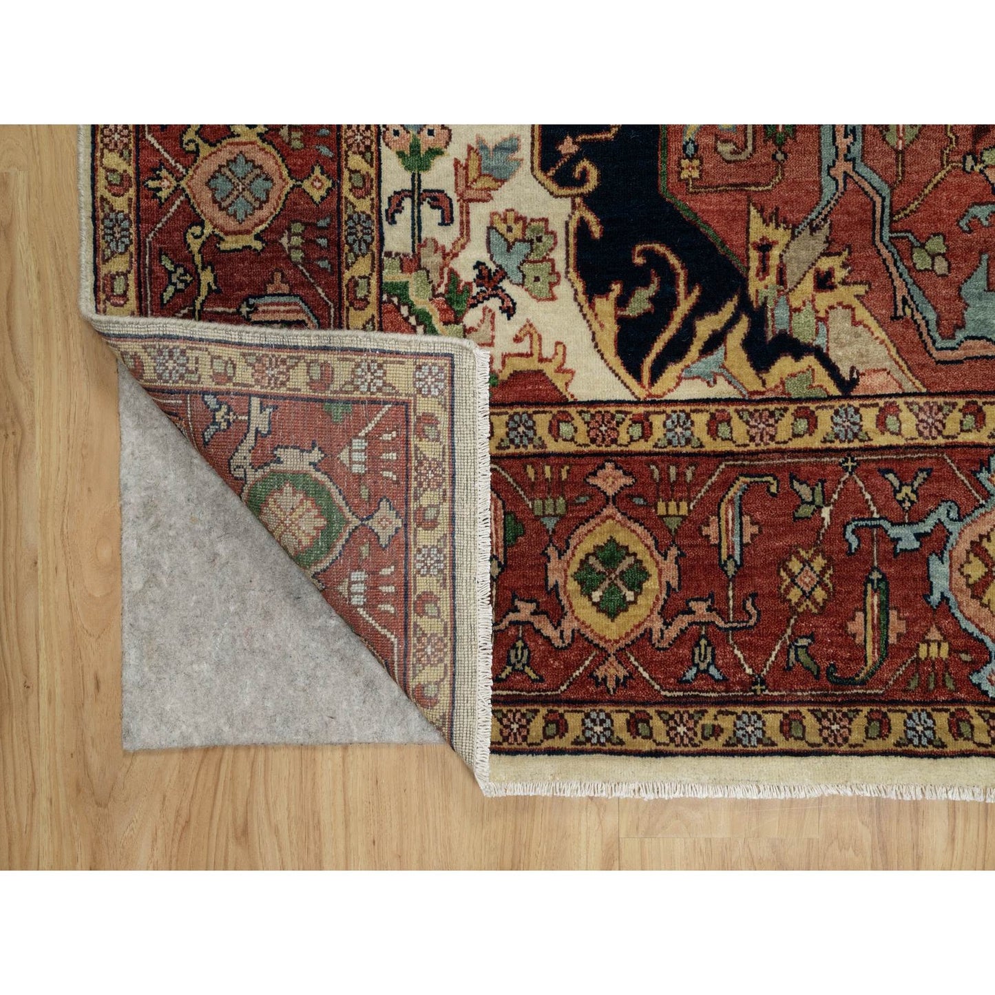 8'2"X10'2" White Antiqued Fine Heris Re-Creation Wool Hand Knotted Rug