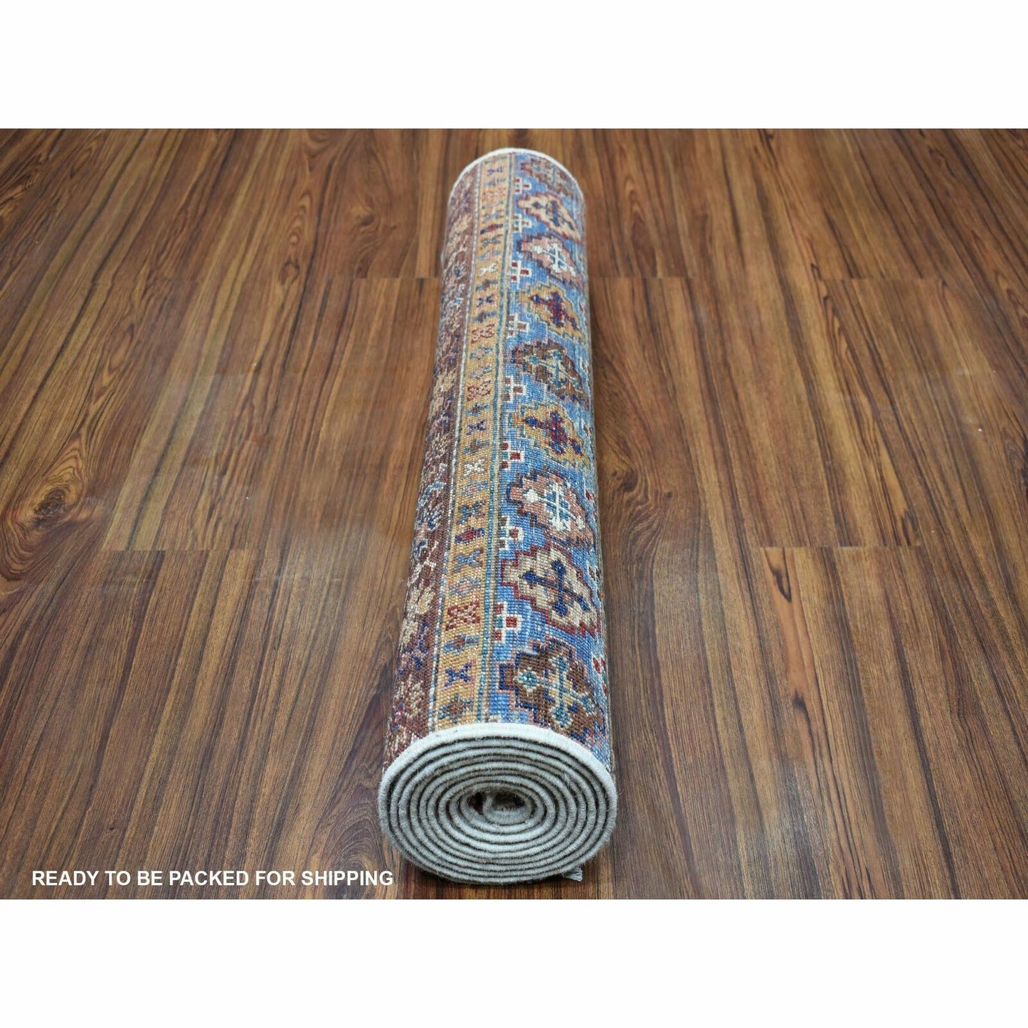 2'7"X9' Ivory Khorjin Design Runner Super Kazak Handknotted Pure Wool Rug
