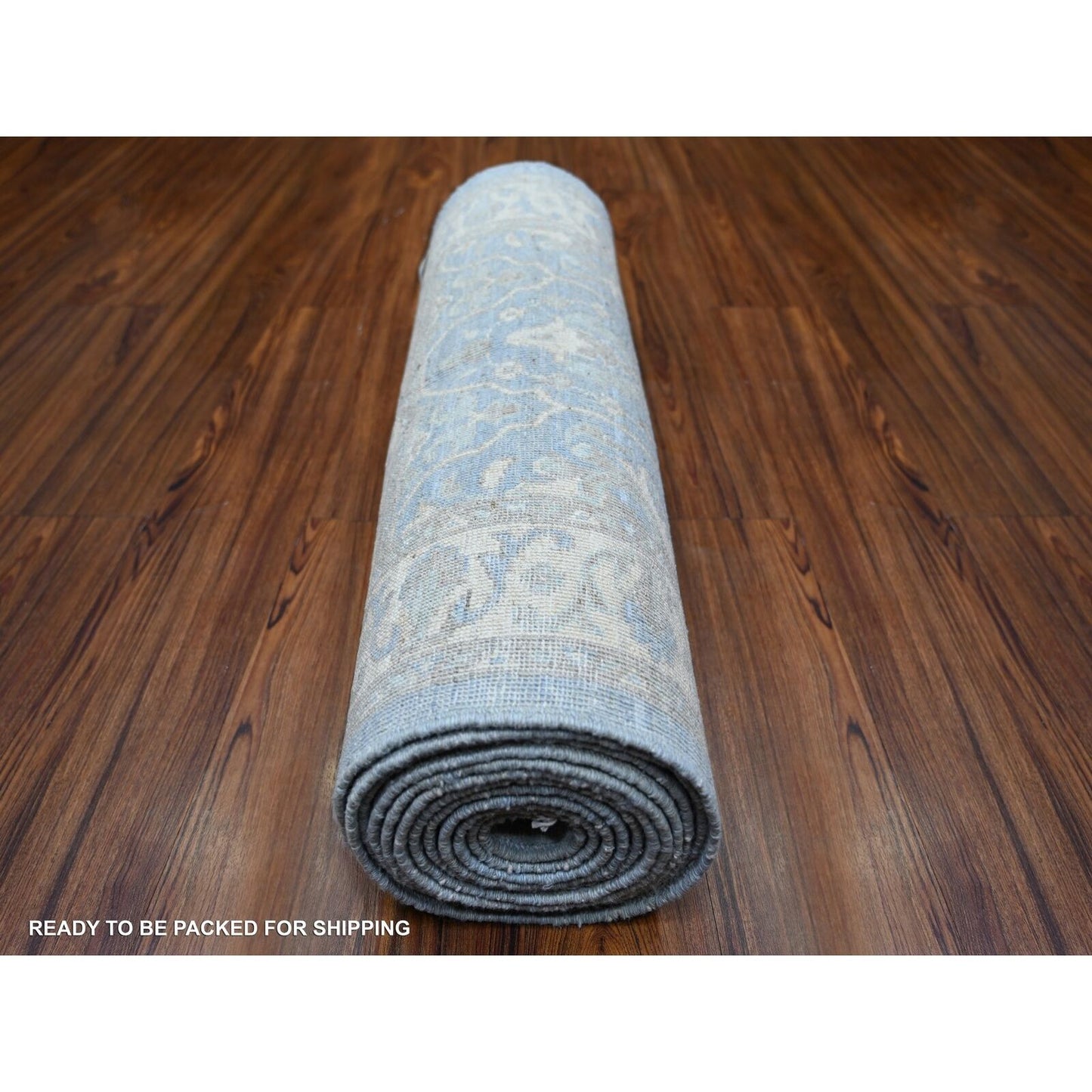 2'8"X15'2" Blue Finer Peshawar Wool Hand Knotted Xl Runner Oriental Rug