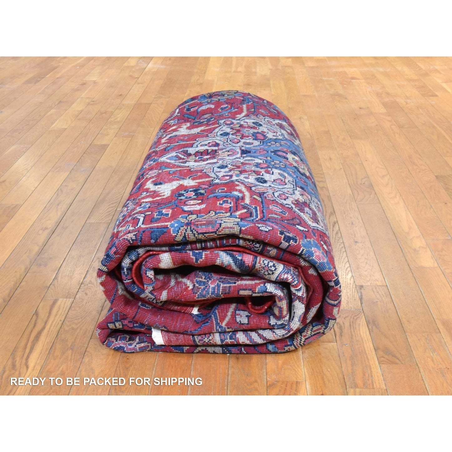 10'X13'10" Red Semi Antique Zoroastrian Saroogh All Wool Hand Knotted Rug