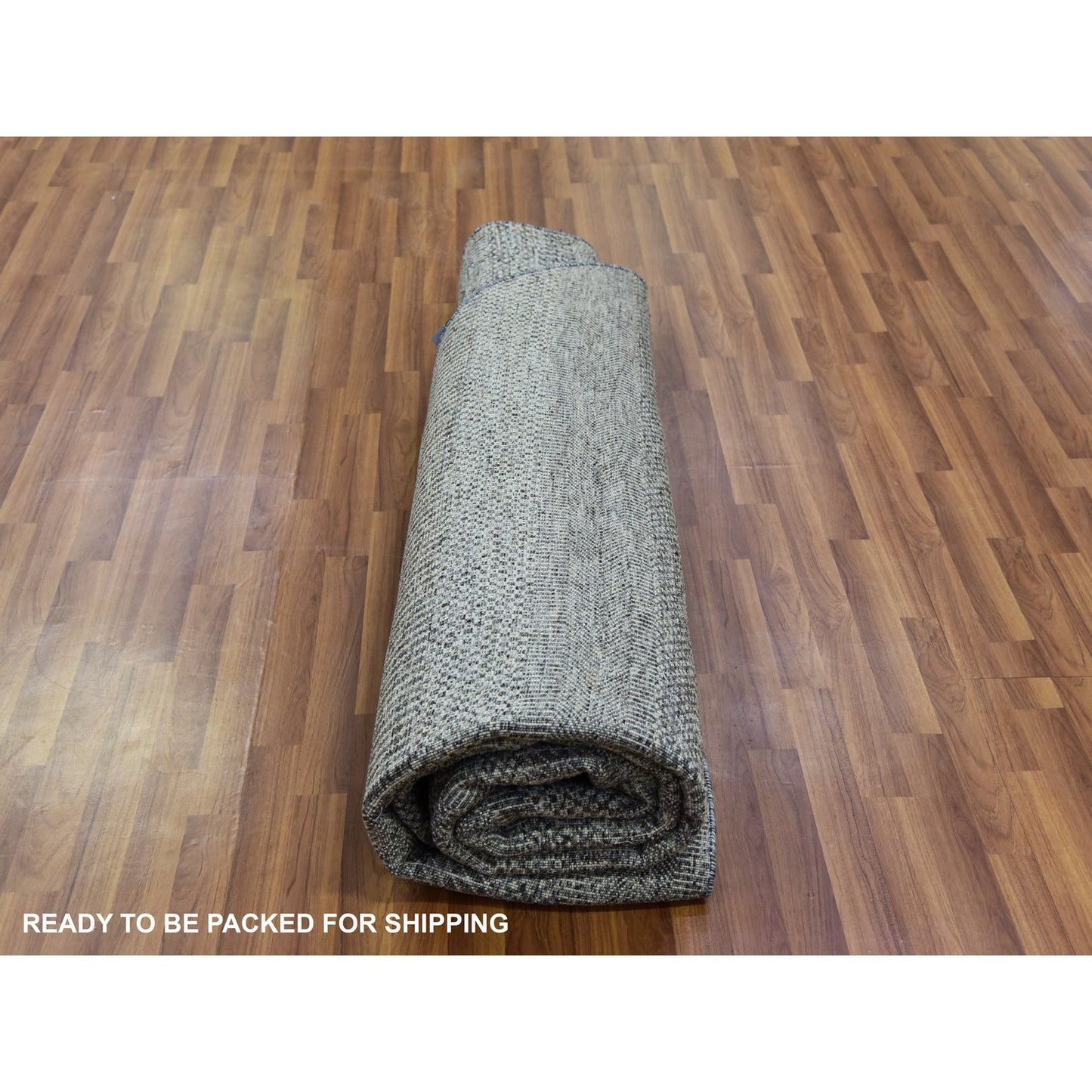 10'X10' Gray Undyed Wool Hand Knotted Grass Design Round Oriental Rug