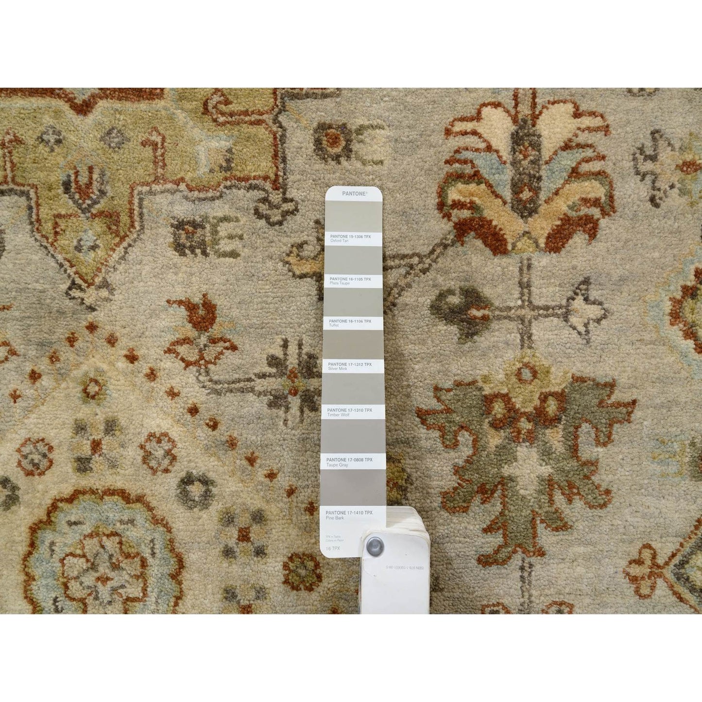 10'2"X10'2" Light Gray Soft Wool Hand Knotted Karjihooz Design Square Rug