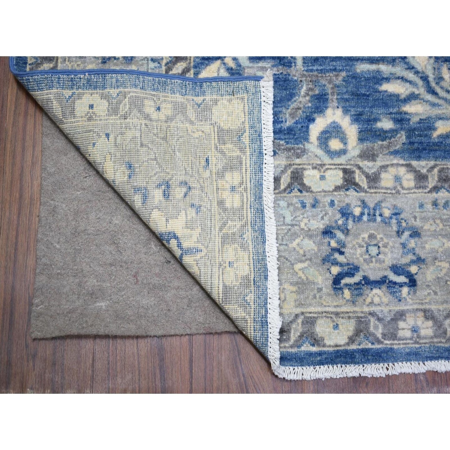 5'10"X9'1" Sapphire Blue Pure Wool Hand Knotted Finer Peshawar Rug