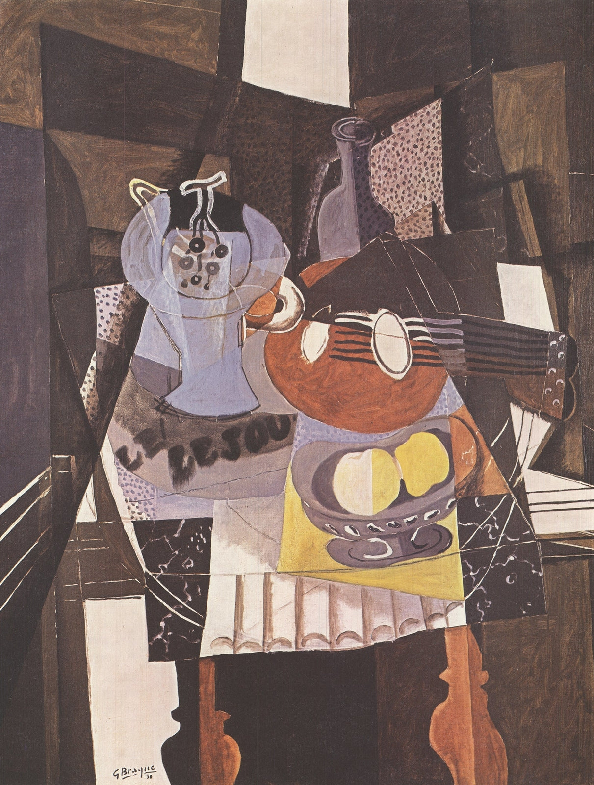 Georges Braque Still Life With Compote Bowl, Bottle And Mandolin "