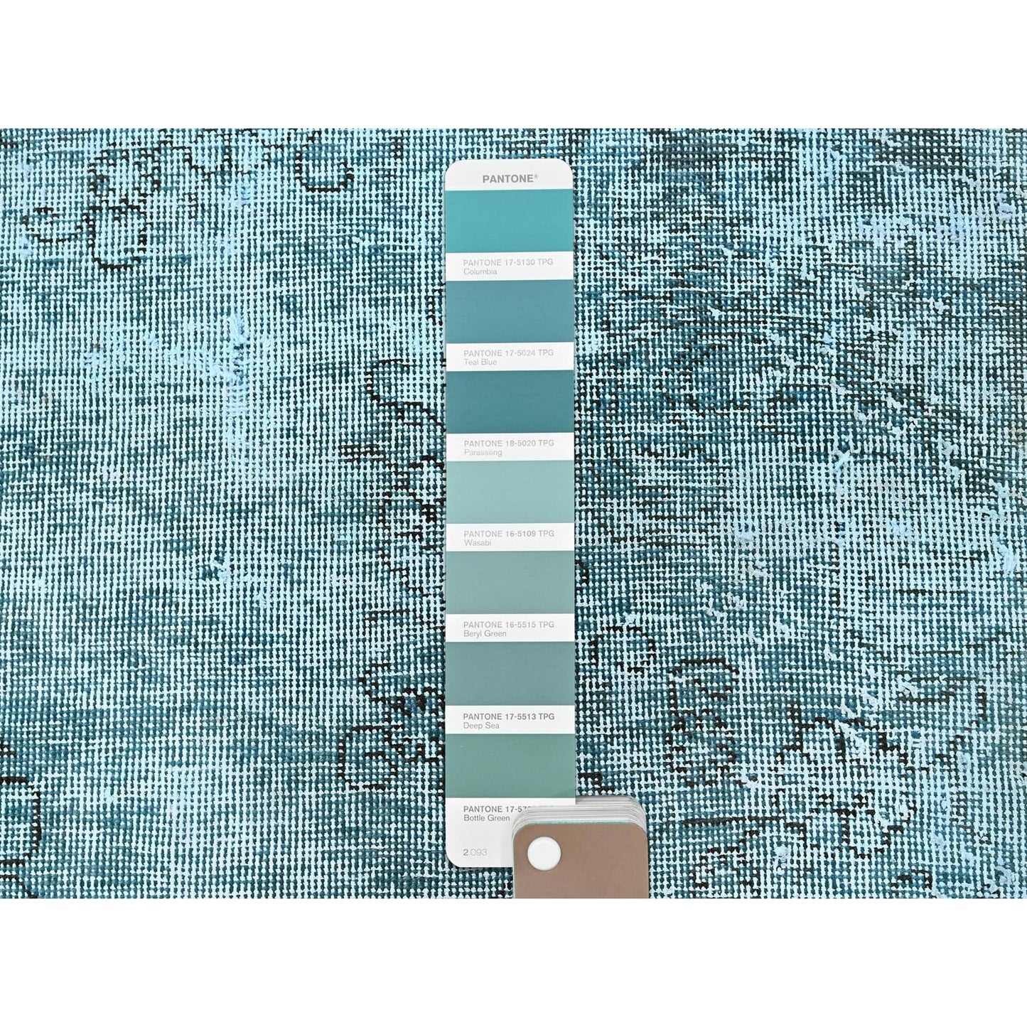 2'X5' Aqua Green Overdyed Vintage Zoroastrian Hand Knotted Wool Runner Rug