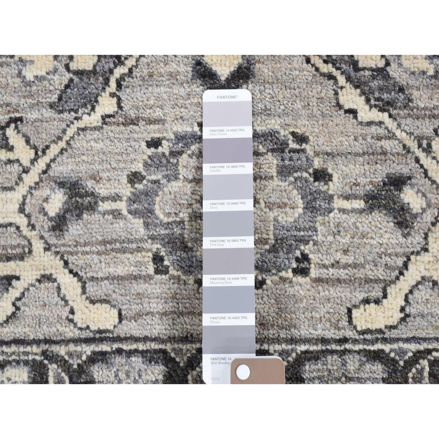 9'1"X12'3" Gray Peshawar Sultanabad All Over Design Hand Knotted Wool Rug