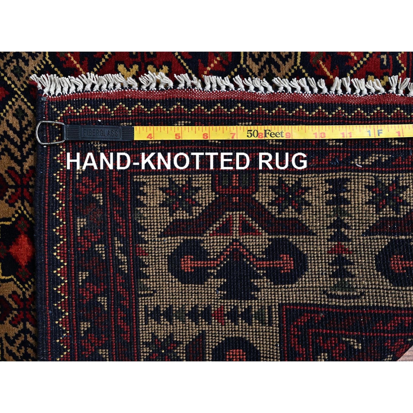 4'9"X6'1" Imperial Red Afghan Khamyab Hand Knotted Soft Wool Oriental Rug