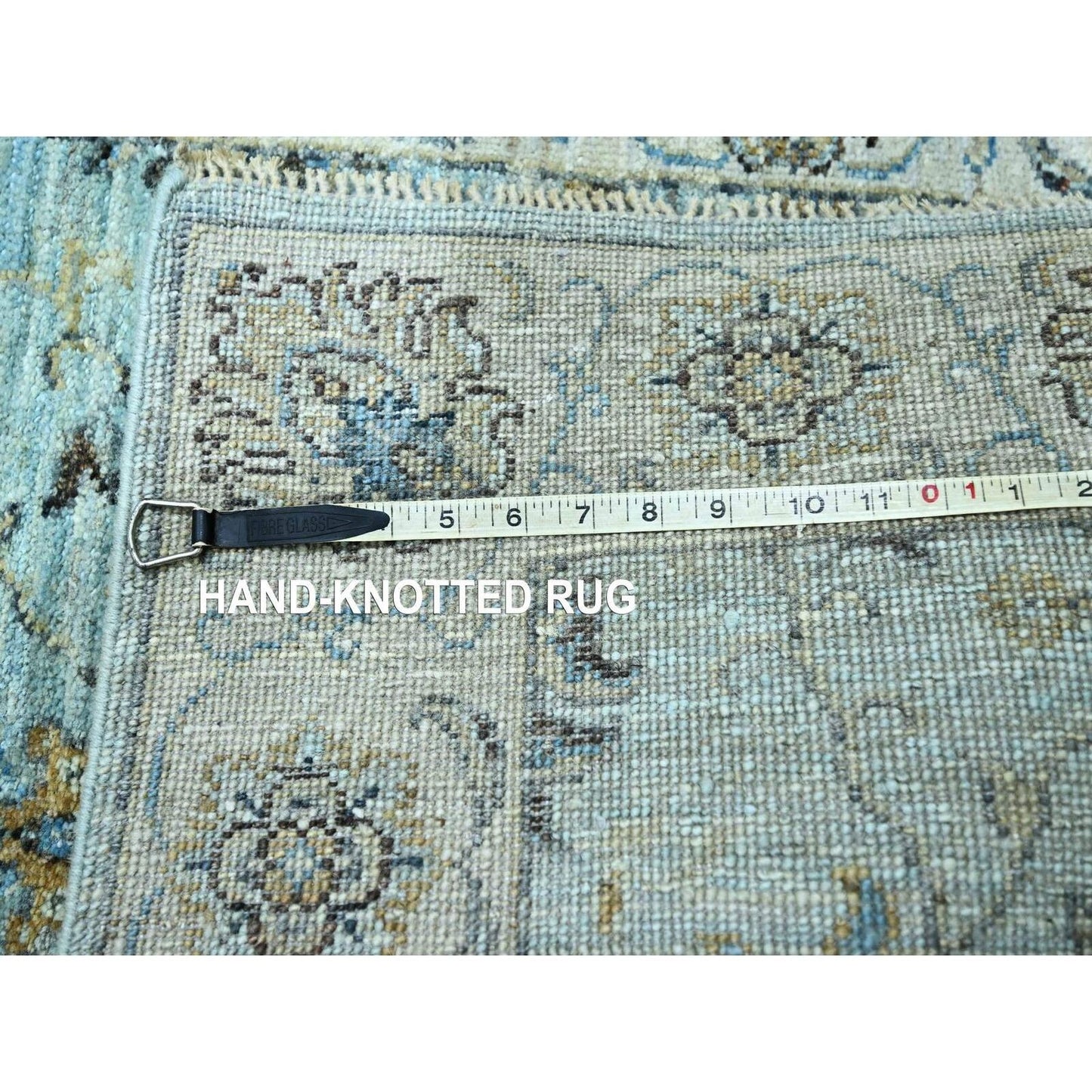 2'9"X24'3" Mist Blue Agra Flower Design Wool Hand Knotted Xl Runner Rug