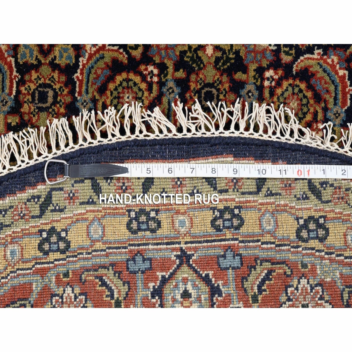 5'10"X5'10" Hand Spun Wool Blue All Over Herrita Design Hand Knotted Rug