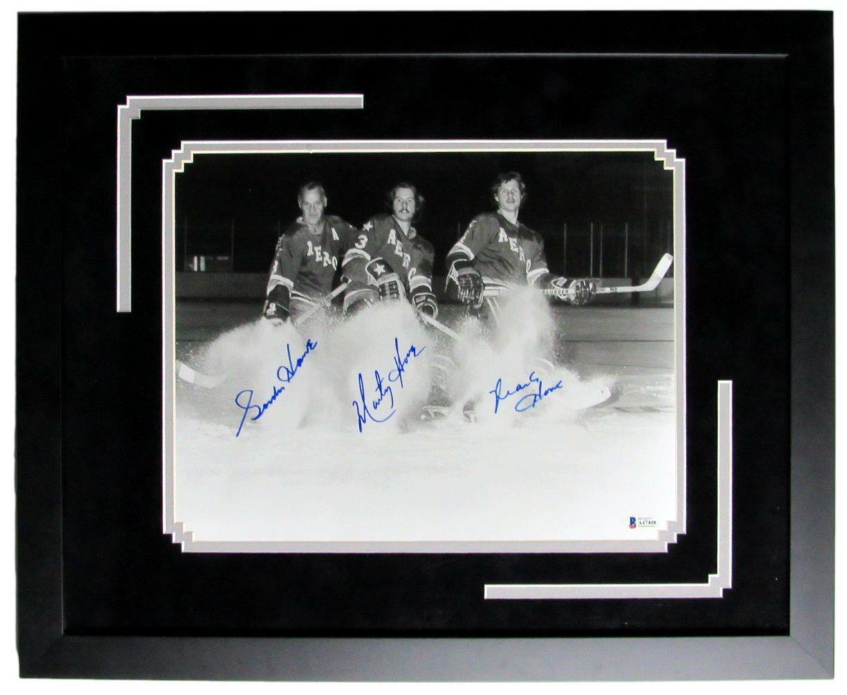 Gordie/Marty/Mark Howe Aeros Signed/Auto 11X14