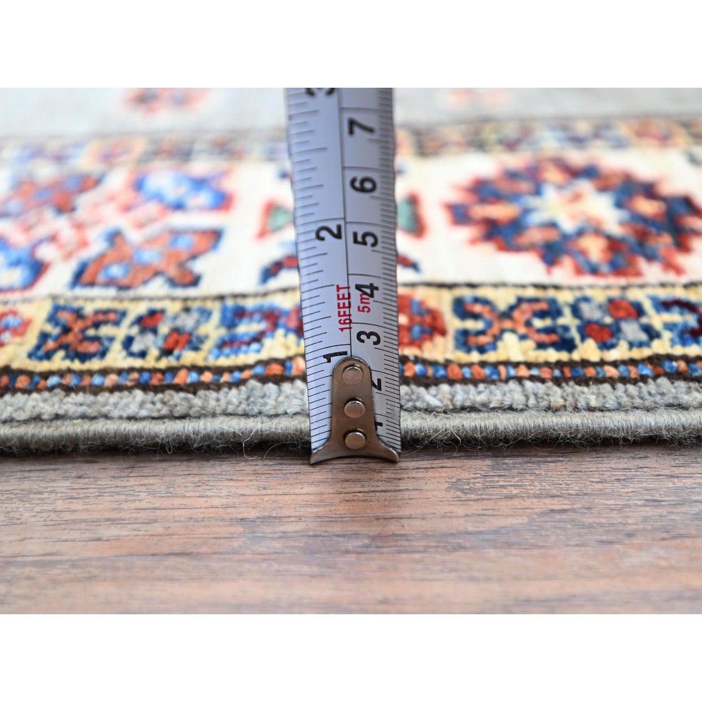 2'8"X15'5" Gray Afghan Super Kazak 100% Wool Oversized Oriental Runner Rug