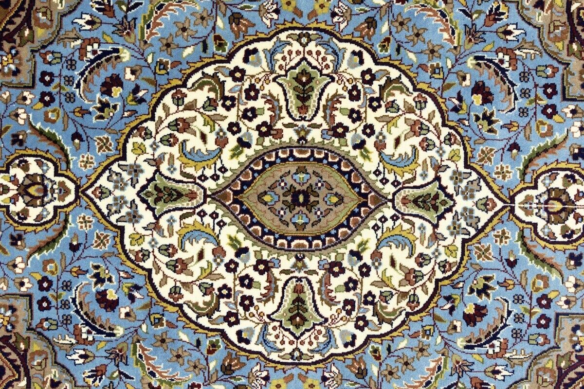 Hand-Knotted Kirman Oriental Rug 6X8 Ft Blue