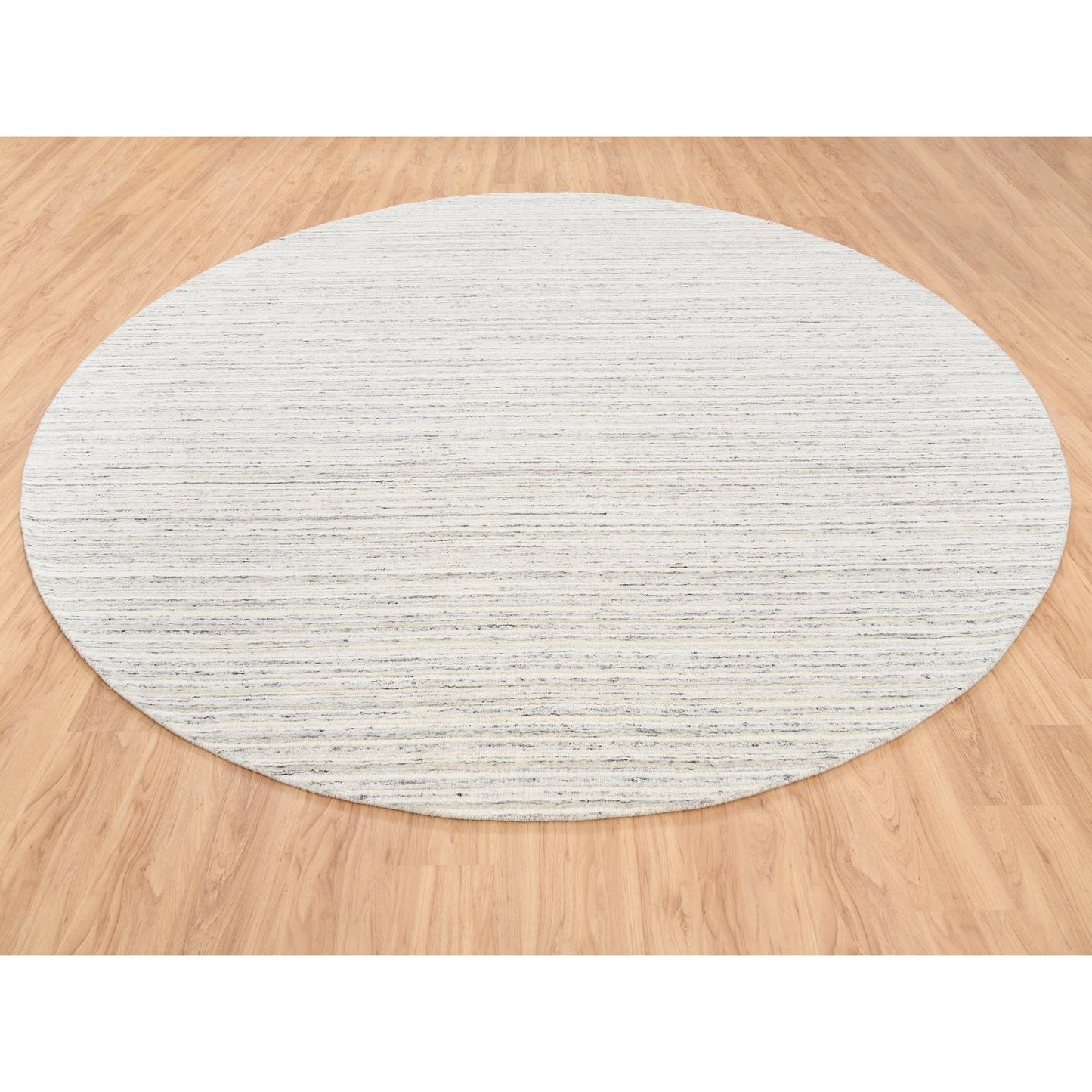 11'10"X11'10" Hand Loomed Natural Wool Plain Modern Design Gray Round Rug