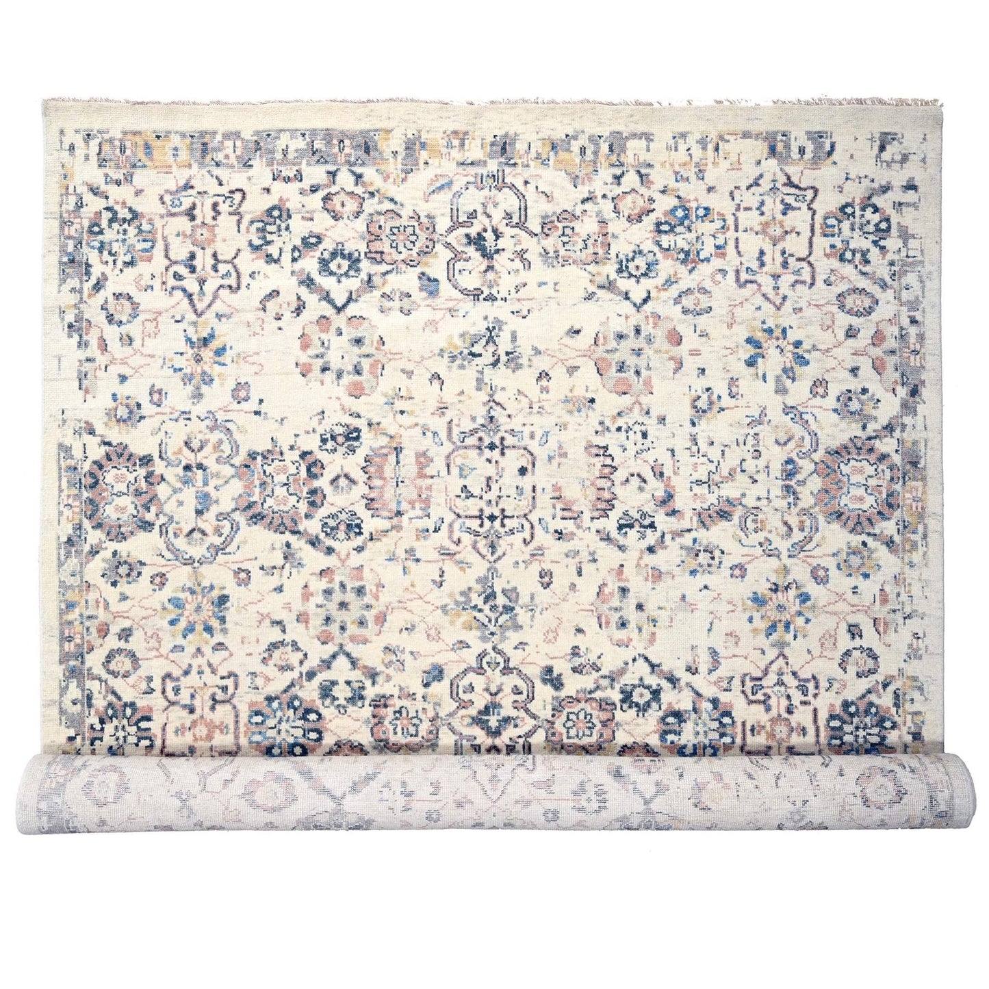 11'10"X17'8" Ivory Mahal Design 100% Wool Hand Knotted Oriental Rug