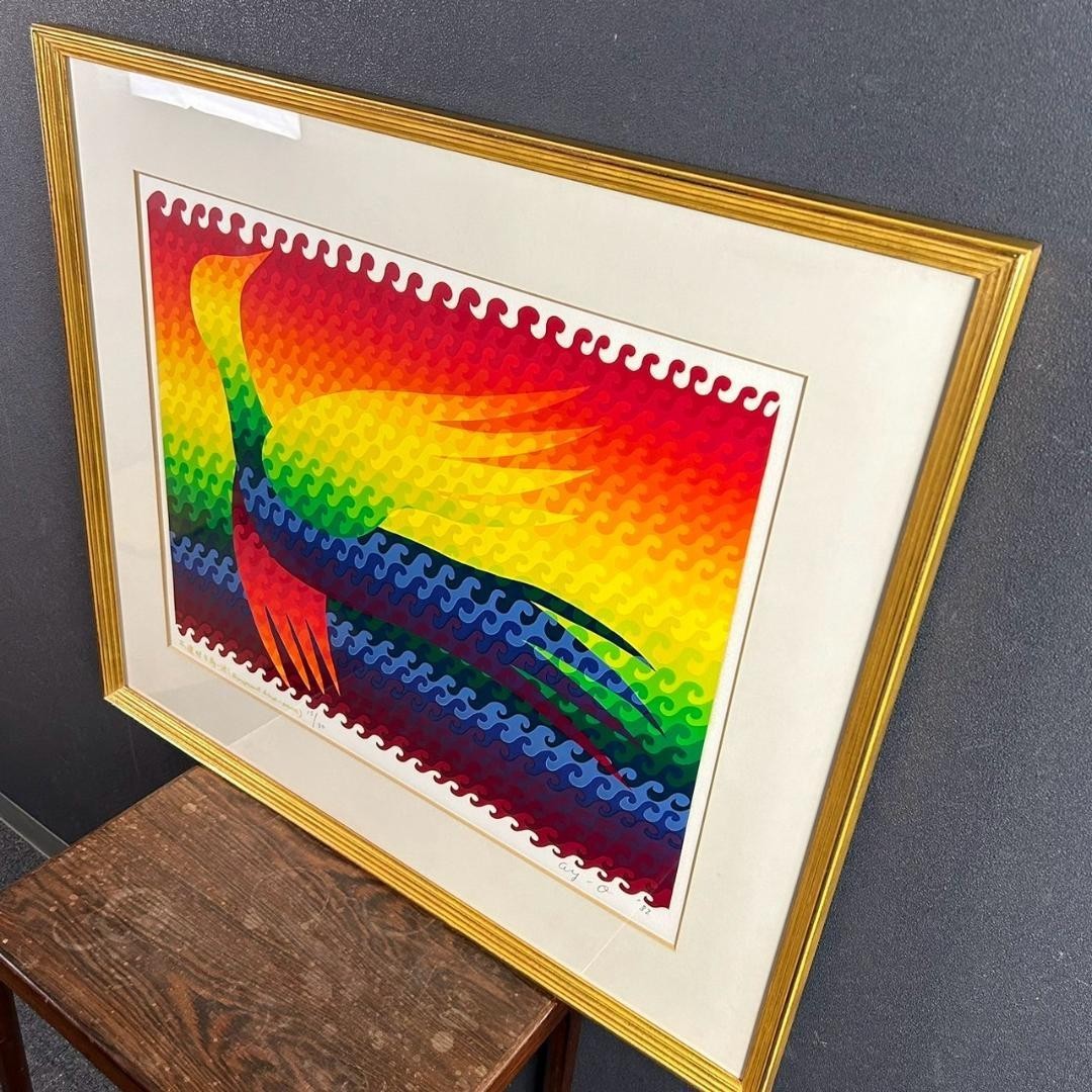 Ay-O Signed Silkscreen "Transparent Bird-Wave" 1982 Limited Ed. 15/80 Rainbow