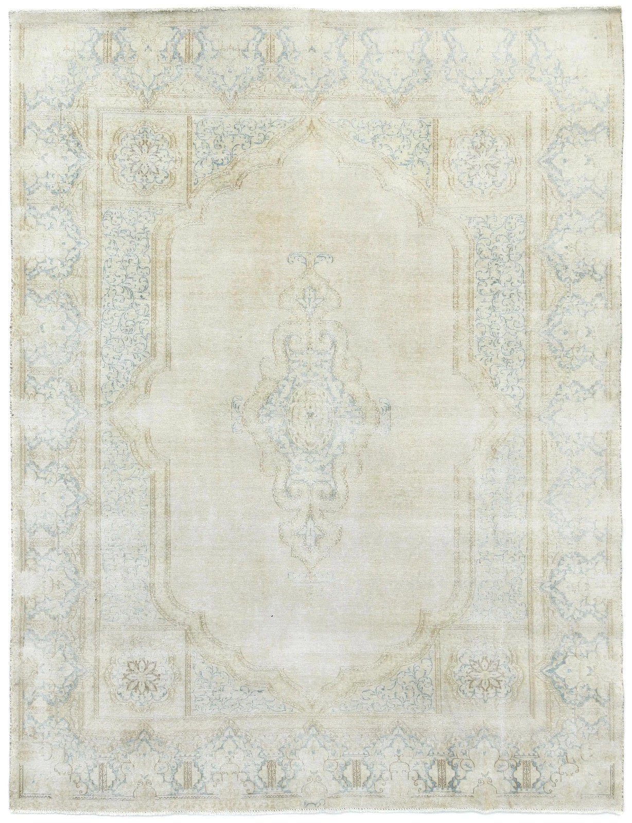 Handmade Muted Floral Distressed Oriental Rug