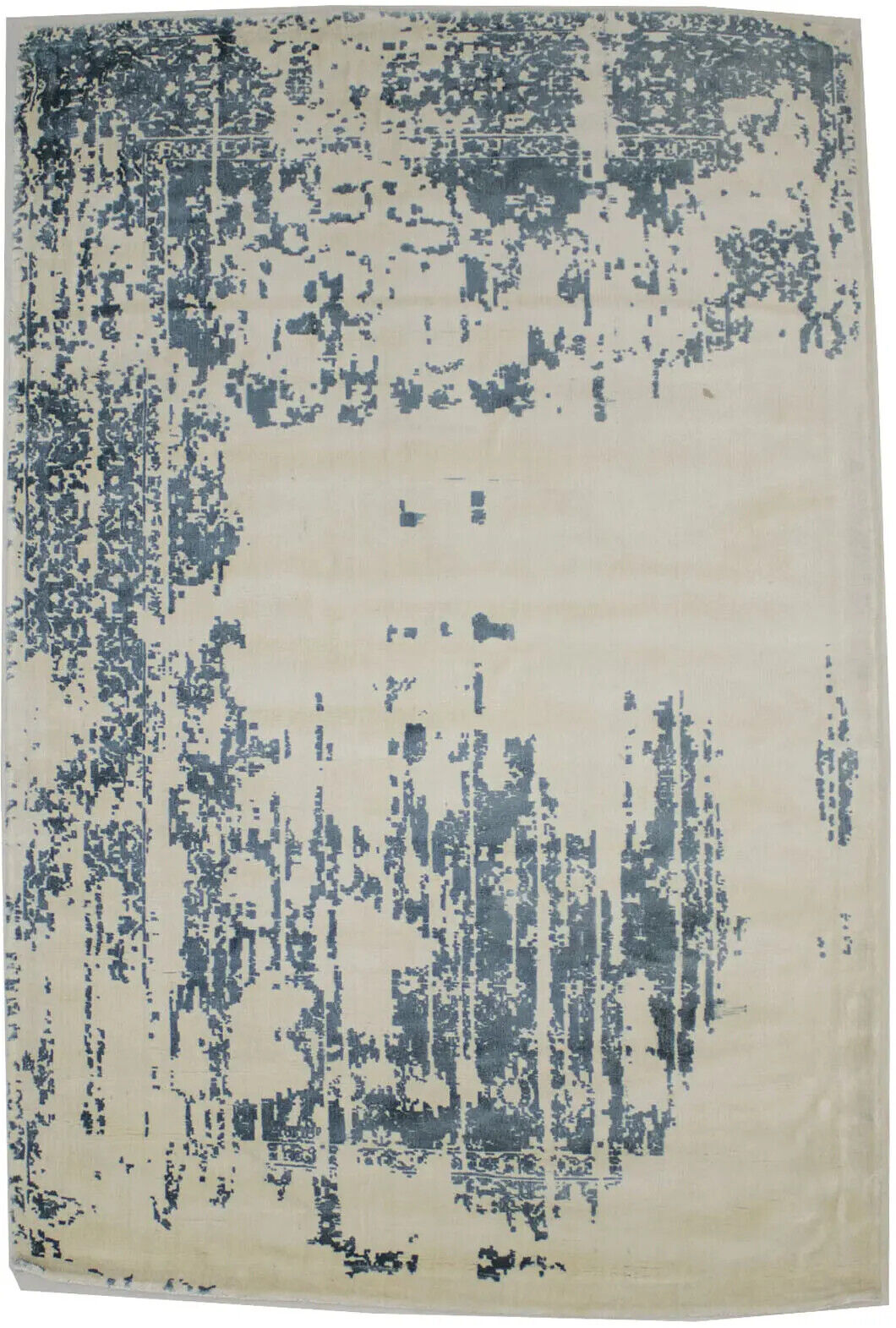 Muted Slate Blue Distressed Floral 4X6